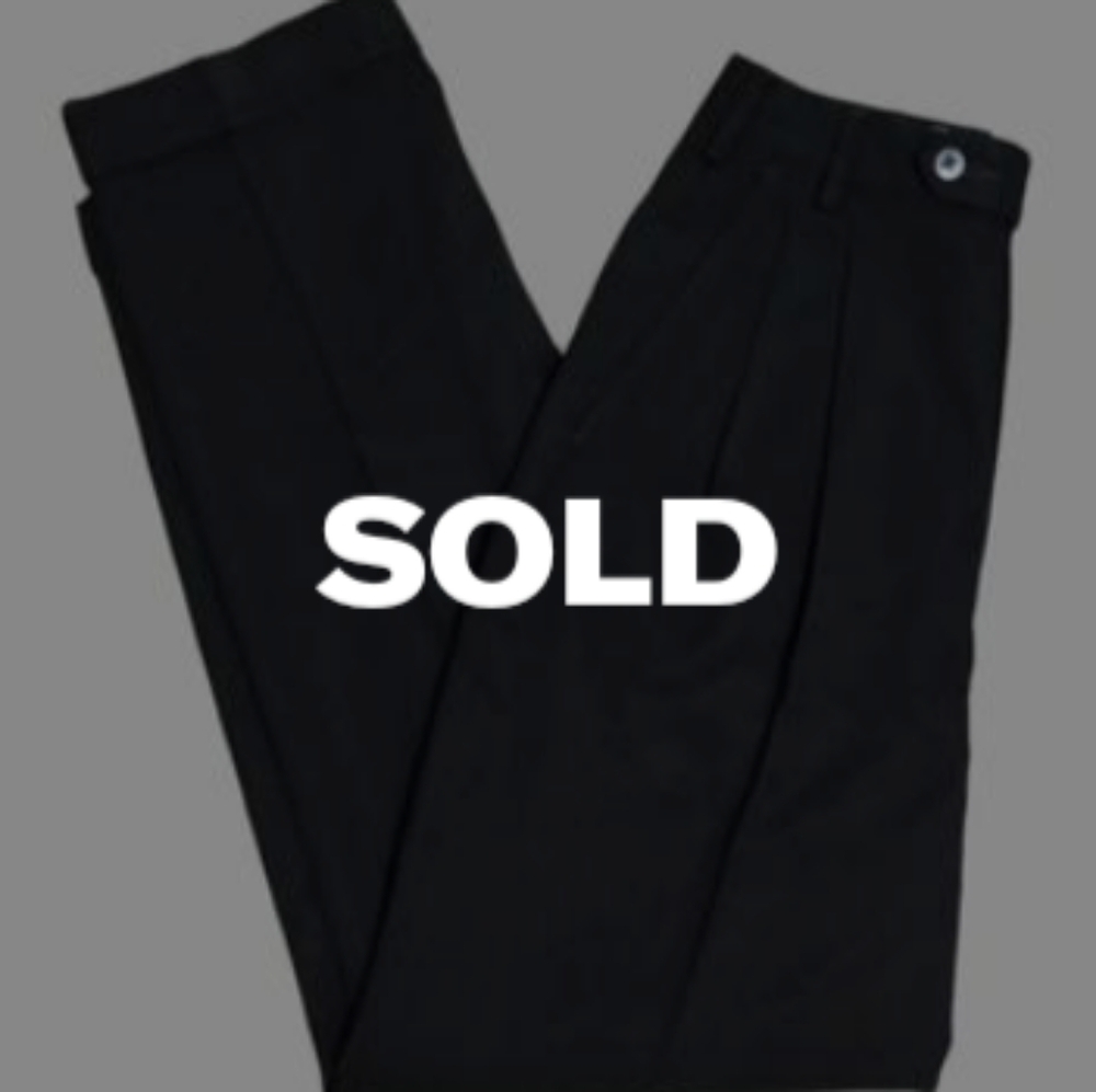 Pleated High-Waisted Black Tapered Trousers